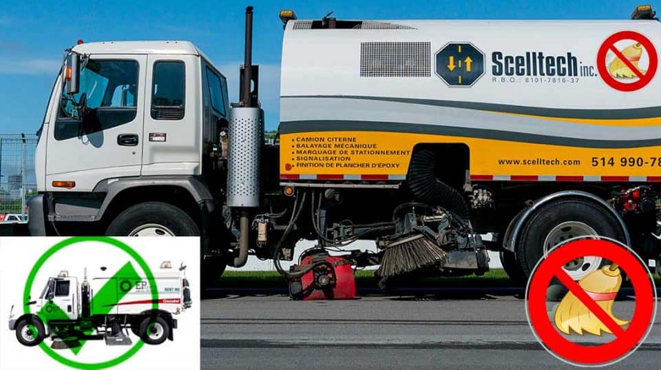 Not with a broom, the dirt will be cleaned by a vacuum sweeping truck