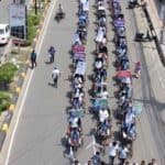 rickshaw procession in khulna bangladesh to prevent climate change