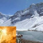 the snow in the alps mountain is melting fast due to heat waves