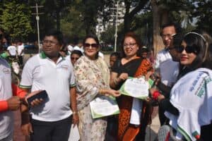 A colorful bicycle rally to increase bicycling facilities to prevent Carbon emissions and climate change