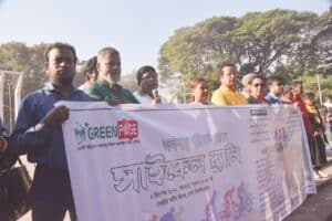 A colorful bicycle rally to increase bicycling facilities to prevent Carbon emissions and climate change