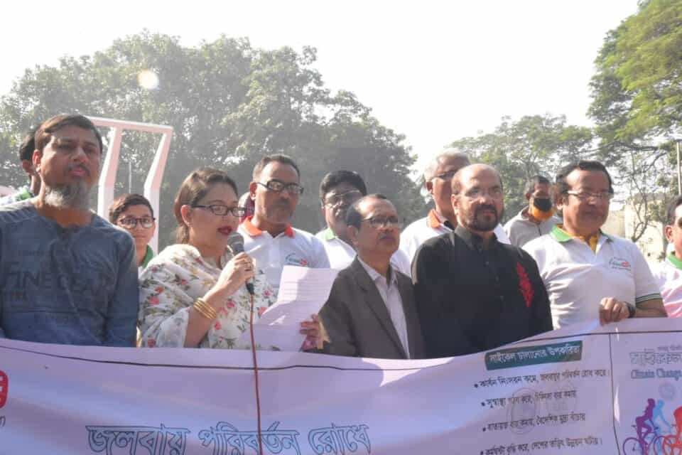 A colorful bicycle rally to increase bicycling facilities to prevent Carbon emissions and climate change