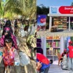 people are buying their daily groceries in exchange for plastic waste