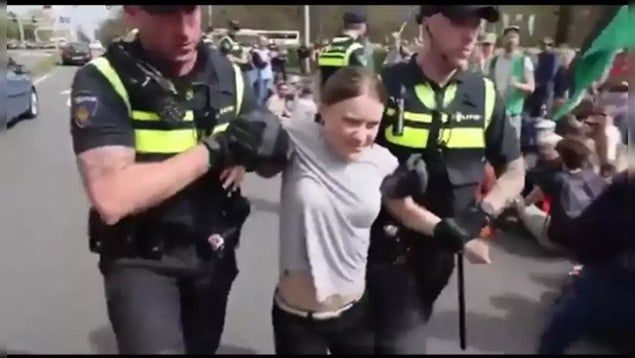 Environmental activist Greta Thunberg detained during street protests in the Netherlands