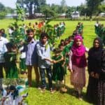 tree saplings were distributed among the students to protect the environment