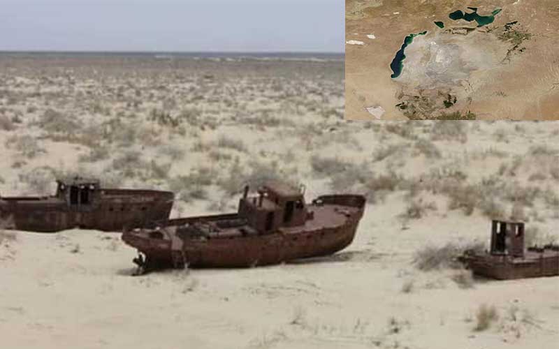 the worlds fourth largest lake has become now a sandy desert due to climate change