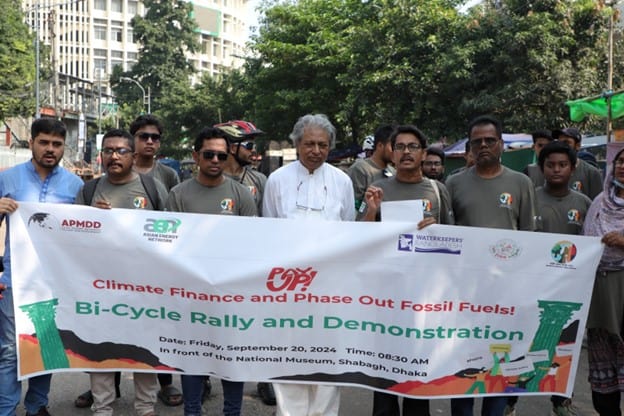 bicycle rallies and demonstrations was held in bangladesh to demand climate finance for eastern asia