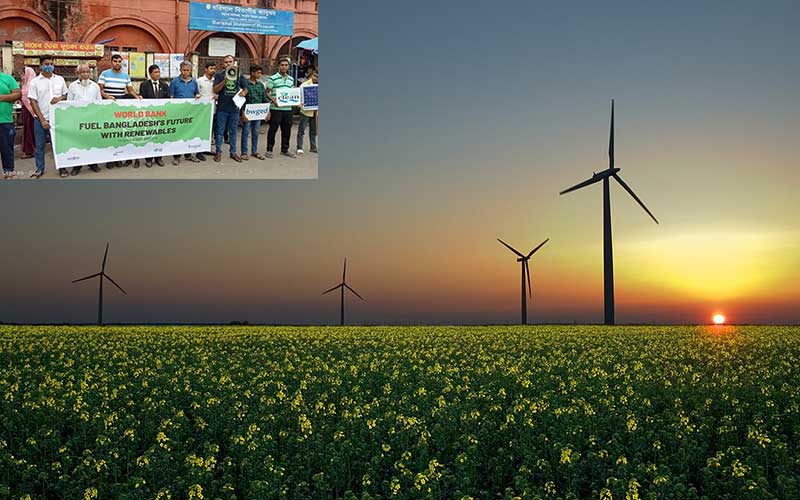 environmentalist activist protest in barisal, bangladesh, demanding renewable energy