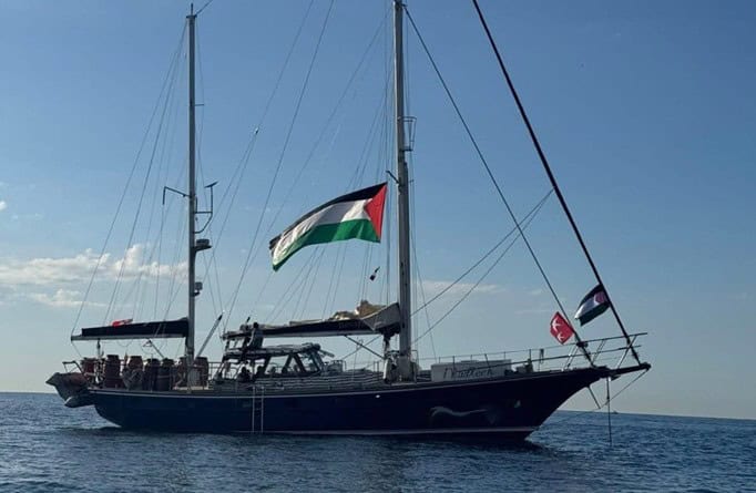 Madeleine ship on the way to Gaza from Catania, Sicily, Italy.