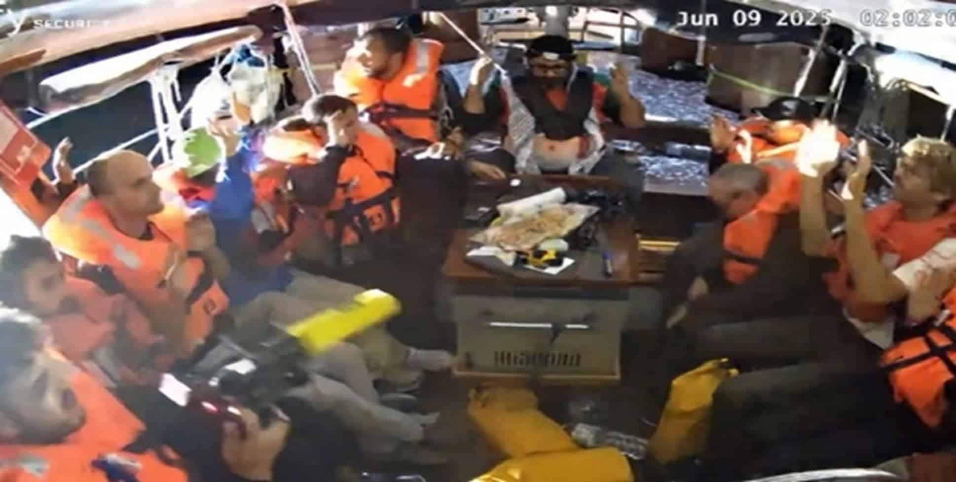 Climate and rights activists volunteers on the ship Madeleine (on its way from Catania to Ganja)