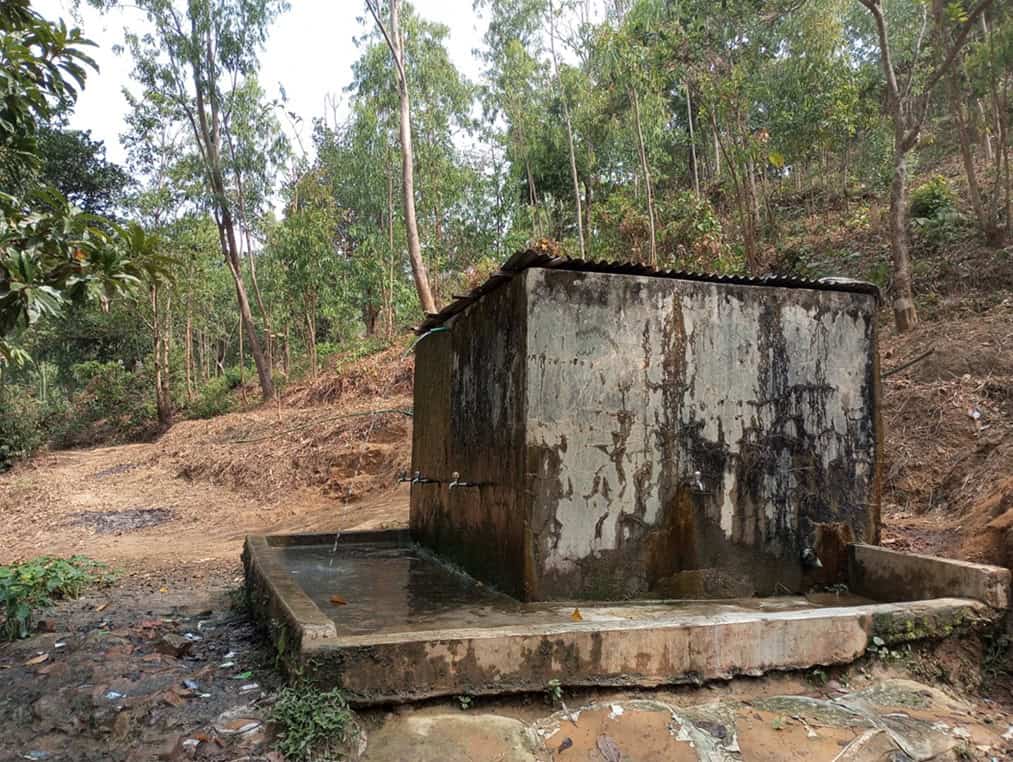 Gravity Flow System (GFS) stores and distributes spring water by ensuring reliable access to safe water for hill communities. Phpto: Engr. Md. Ashrafuzzaman Khan.