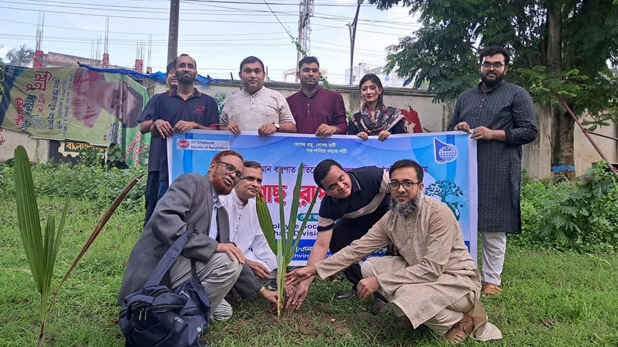 Palm tree saplings planted at Rajshahi University of Engineering and Technology (RUET)